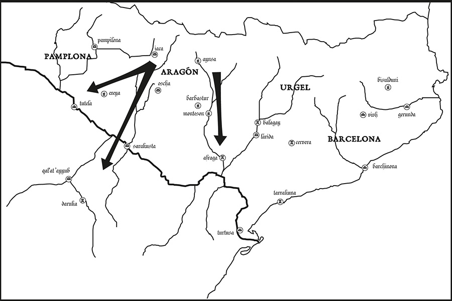 Mapa de la conquista del Alto Aragón